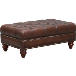 Genuine Leather Tufted Rectangle Standard Ottoman