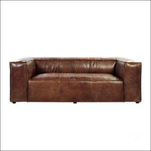 Grain Leather And Aluminum Sofa