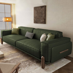 Green Genuine Leather Standard Sofa cushion couch