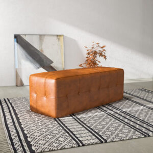 Hartlepool 47.5" Wide Genuine Leather Tufted Rectangle Ottoman