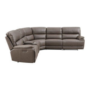 Kantu Motion Sectional Sofa In Brown Synthetic Leather