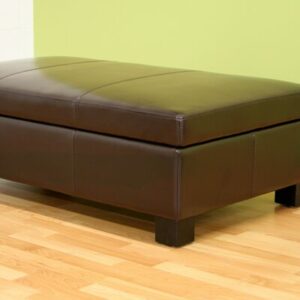 Kashyap Dark Brown Leather Storage Ottoman