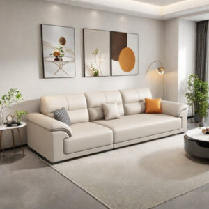 Modern straight line simple leather sofa