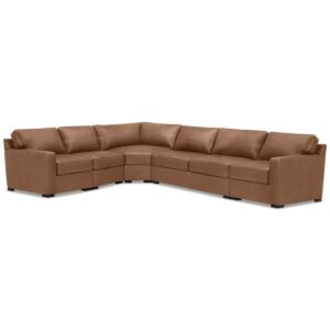 Radley 148" 5-Pc. Leather Wedge L Shape Modular Sectional, Created for Macy's - Light Tan