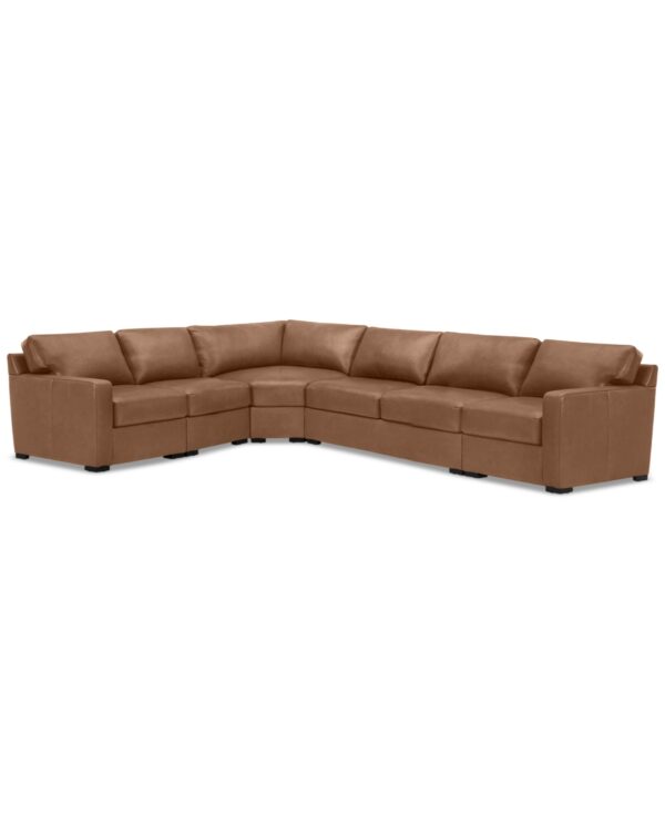 Radley 148" 5-Pc. Leather Wedge L Shape Modular Sectional, Created for Macy's - Light Tan