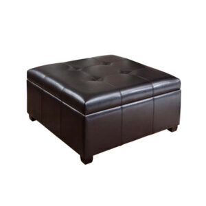 Rectangle Tufted Upholstered Leather Ottoman