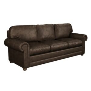 Starisha 90" Genuine Leather Rolled Arm Sofa Bed
