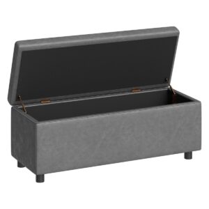 gaomon Storage Ottoman Bench, End of Bed Bench with The Synthetic Leather with Stitching, Dual Safety Hinges, 660 Lbs Load, Upholstered Storage Bench