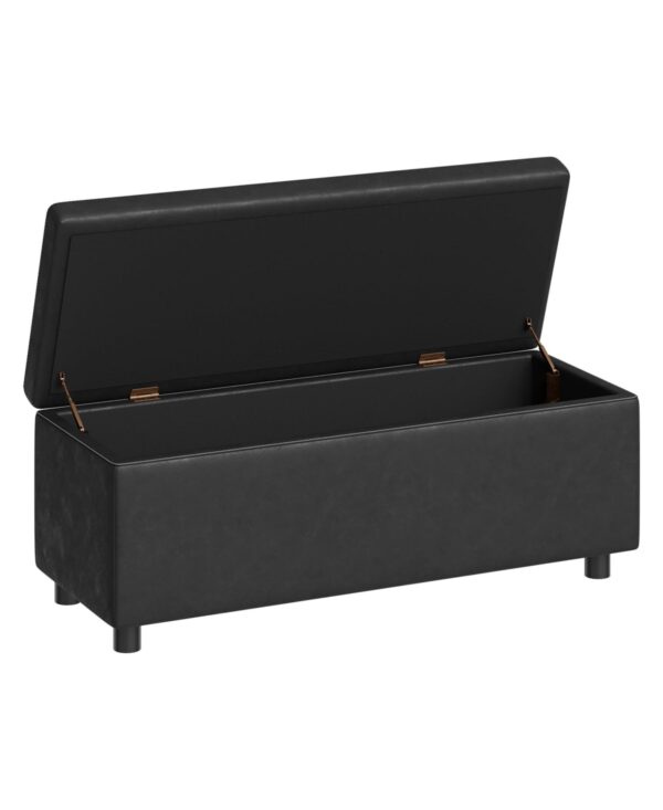 gaomon Storage Ottoman Bench, End of Bed Bench with The Synthetic Leather with Stitching, Dual Safety Hinges - Black