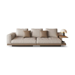 khaki Genuine Leather Modular Sofa cushion couch